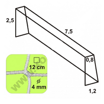 Futbalová sieť - bezuzlová, 7,5 x 2,5 x 0,8 x 1,2/12/4 mm, BIELA