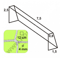 Futbalová sieť - bezuzlová, 7,5 x 2,5 x 0,8 x 1,5/12/4 mm, BIELA