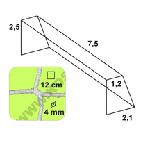 Futbalová sieť - bezuzlová, 7,5 x 2,5 x 1,2 x 2.1/12/4 mm, BIELA