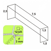 Futbalová sieť - bezuzlová, 7,5 x 2,5 x 1,5 x 1,5/12/3 mm, BIELA