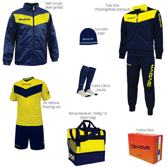 Futbalový set Givova VITTORIA dark blue/yellow