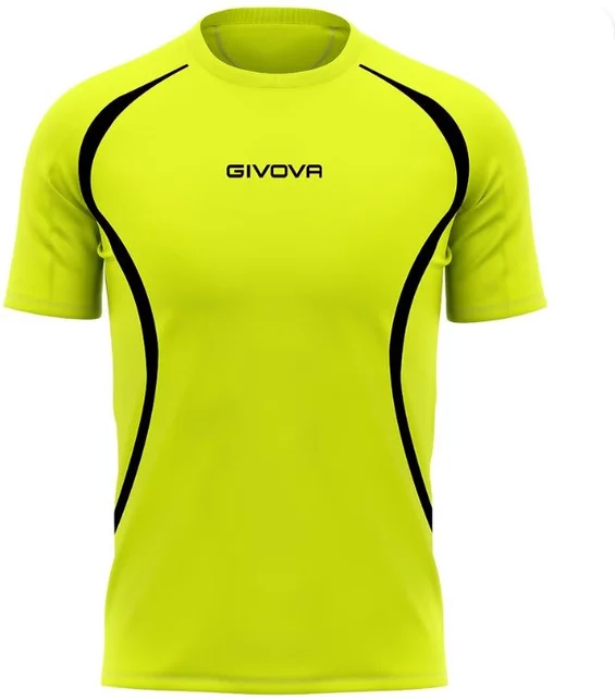 Pánske bežecké tričko Givova s krátkym rukávom - yellow fluo